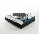 Restored Denon DP-47F, fully automatic record player, housing in bicolor black-green metallic, high-gloss finish