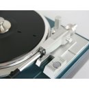 Restored Denon DP-47F, fully automatic record player, housing in bicolor black-green metallic, high-gloss finish