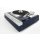 Restaurierter Denon DP-47F vollautomatischer Plattenspieler Vogelaugenfurnier dark blue high gloss