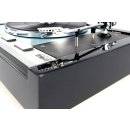 Restaurierter Thorens TD-125, manueller Plattenspieler mit TP25 Tonarm, schwarz-ice blue metallic, Hochglanzlackierung