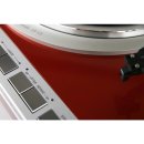 Restaurierter Denon DP-47F, Vollautomatischer Plattenspieler, caliente red metallic, Hochglanzlackierung