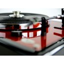 Restaurierter Thorens TD166 spezial manueller Plattenspieler schwarz und caliente red metallic