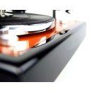Restaurierter Thorens TD166 spezial manueller Plattenspieler schwarz und orange metallic