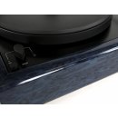 Restored Thorens TD 147 semi-automatic record player black edition, frame with different veneers