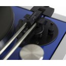 Restored record player Yamaha PF-800 semi-automatic stainless steel, silver and blue