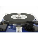 Restored record player Yamaha PF-800 semi-automatic stainless steel, silver and blue