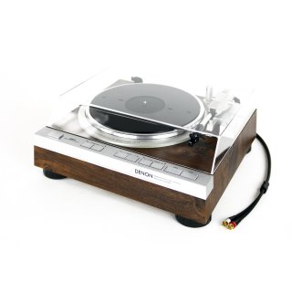 Restored Denon DP-47F with dust cover fully automatic turntable root wood foil
