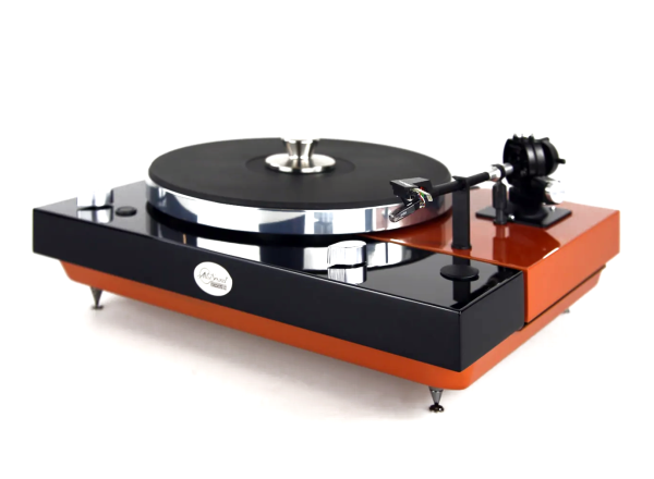 Restored Thorens TD 318 or TD 320 semi-automatic turntable black and orange metallic