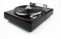 Restaurierter Plattenspieler Thorens TD150 MKII schwarz bordeaux rot